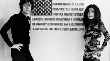 Ende der 60er, Anfang der 70er Jahre engagiert sich John Lennon zusammen mit seiner großen Liebe Yoko Ono für die Friedensbewegung und gegen den Vietnamkrieg. | Bild: Honorarfrei lediglich für Ankündigungen und Veröffentlichungen im Zusammenhang mit obiger BR-Sendung bei Nennung: Bild: BR/Telepool. Die Nutzung im Social Media-Bereich, sowie inhaltlich andere Verwendungen nur nach vorheriger schriftlicher Vereinbarung mit dem BR-Bildarchiv, Tel. 089 / 5900 10580, Fax 089 / 5900 10585, Mail Pressestelle.foto@br.de