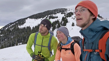 Fritz Miller mit Lebenspartnerin Michaela Schuster und Seilpartner Thomas März, Mitglied im DAV-Expeditionskader | Bild: BR/Kilian Neuwert