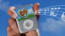 Ein iPod mit dem "Dahoam is Dahoam"-Logo und Musiknoten | Bild: BR, colourbox.com; Montage: BR