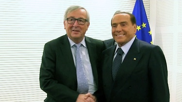 Juncker und Berlusconi in Brüssel | Bild: BR