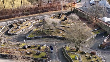 Der Geologische Garten in Hof von einer Luftaufnahme aus. | Bild: BR