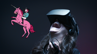 Homo Digitalis - Freizeit (Folge 5/7) - VR, der virtuelle Kick für alle Sinne. Protagonistin Helen Fares möchte ausprobieren, wie es sich anfühlt, wenn sie ihre Leidenschaft virtualisiert: Singen. In der sozialen VR-Welt „Altspace VR“ gibt sie ihr eigenes, virtuelles Live-Konzert.  | Bild: BR