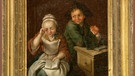Ein weinendes Mädchen mit Buch, ein lachender Bub mit einem Milchbrötchen in der Hand: Dieses Schelmenstück aus der Goethe-Zeit amüsiert und moralisiert zugleich. Doch welche Interpretation ist wohl die richtige? Geschätzter Wert: 1.200 bis 1.500 Euro | Bild: BR