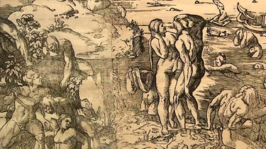 Sintflut. Ein christliches Thema wie die Sintflut diente dem Grafiker Andrea Andreani aus Mantua in der 2. Hälfte des 16. Jahrhunderts auch als Vorwand, um im Holzschnitt nackte Körper darzustellen. Geschätzter Wert: 1.200 bis 1.500 Euro | Bild: BR