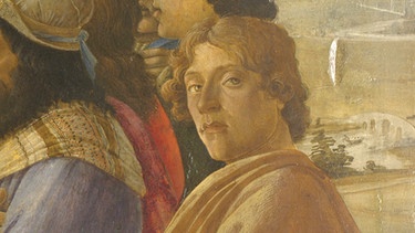 Verstecktes Selbstportrait von Botticelli in seinem Gemälde "Die Anbetung der Heiligen Drei Könige"  | Bild: rbb/ Leif Karpe/ Medea Film Factory