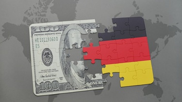 Flagge Deutschland , USA Dollar-Schein | Bild: colourbox.com