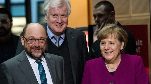 Schulz, Seehofer, Merkel | Bild: picture-alliance/dpa