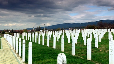 Ein Friedhof mit weißen Stelen | Bild: BR