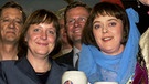 Angela Merkel und Guido Westerwelle mit Doubles | Bild: picture-alliance/dpa