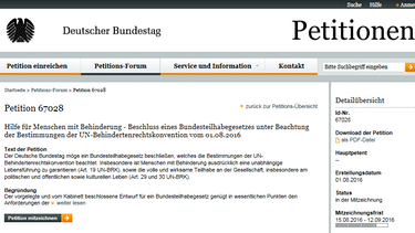 Screenshot Petition Bundesteilhabe-Gesetz | Bild: BR