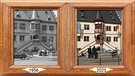 Der Marktbrunnen in Volkach 1958 und 2023 | Bild: Bayerischer Rundfunk