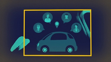 Symbolbild Carsharing: Mehrere Menschen teilen sich ein Auto. | Bild: BR, colourbox.com; Montage: BR