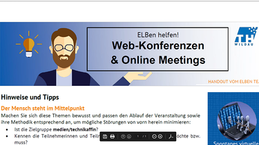 Screenshot der digitalen Projektseite "ELBen helfen!" zum Thema Web-Konferenzen | Bild: TH Wildau