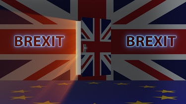 Grafik mit Tür zur Symbolisierung des Endes der Brexit-Übergangsphase  | Bild: colourbox.com