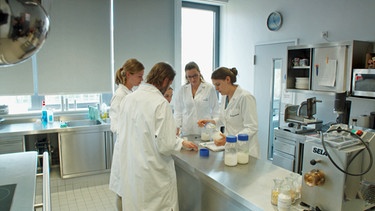 Andrea Hickisch und Kollegen beim Sensorik-Test des Lupinen-Joghurts | Bild: BR