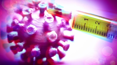 Coronavirus-Modell mit Impfspritze, Symbolfoto fuer Covid-19-Impfstoff | Bild: picture-alliance/dpa