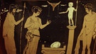 Weinmischgefäß aus Ton, Werk des Malers Polion, Athen um 420 v.Chr.: "Darstellung des Eis, aus dem Helena entschlüpfen wird". | Bild: picture-alliance/dpa