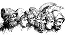 Holzschnitt aus dem Jahr 1880: Helden des trojanischen Krieg. Menelaos, Paris, Diomedes, Odysseus, Nestor, Achilles, Agamemnon,  | Bild: picture-alliance/dpa