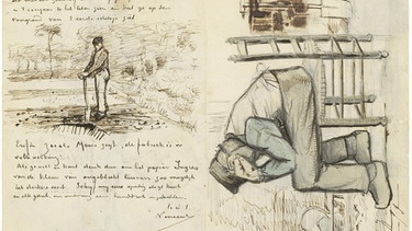 Ein Brief, den Vincen van Gogh 1888 seinem  Bruder Theo geschrieben hat - mit Skizzen und Anmerkungen. | Bild: picture-alliance/dpa