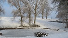Winter: Weiher am Römerbad, rechts im Bild, in Theilenhofen.
| Bild: K. Reinwald, Theilenhofen, 11.01.21