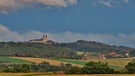 Blick nach Schloss Banz (Landkreis Lichtenfels), rechts Hereth, vor dem Sonnenuntergang. | Bild: Ottmar Mueller, Obermerzbach, 10.10.2023