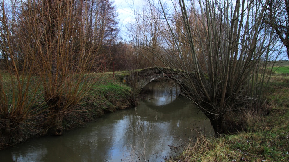 Aischbrücke in Nähe der Illesheimer Gackenmühle. Nicht unbedingt winterlich angehaucht. | Bild: Frank Wiemer, Bad Windsheim, 13.12.2023