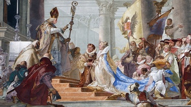Gemälde von Giovanni Batista Tiepolo zur Hochzeit Friedrich Barbarossas mit Beatrix von Burgund | Bild: picture-alliance/dpa