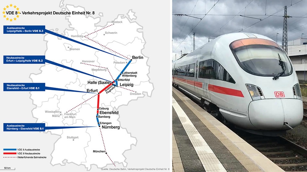 Aus- und Neubaustrecke des Verkehrsprojekt Deutsche Einheit Nr. 8 | Bild: BR