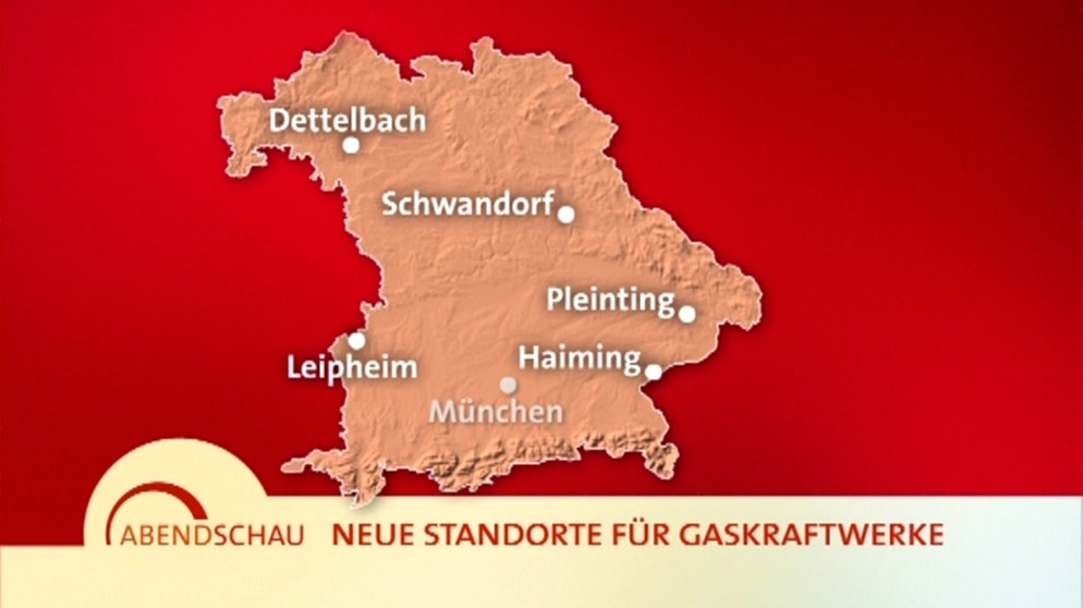 Grafik: In Bayern geplante Gaskraftwerke | Bild: Bayerischer Rundfunk