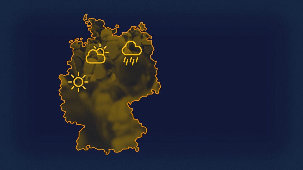 Deutschlandkarte Ausschnitt mit Wettersymbolen | Bild: Bayerischer Rundfunk