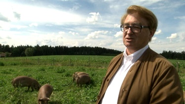 Ulrich Brunner auf der Weide bei seinen Schweinen | Bild: Bayerischer Rundfunk