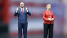Martin Schulz und Angela Merkel als Figuren, Bundestagswahl 2017 in Deutschland | Bild: picture-alliance/dpa