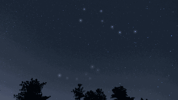 Die Sternbilder Großer Bär (Großer Wagen, oben) und Kleiner Bär (Kleiner Wagen, darunter) am Sternenhimmel. Blickrichtung nach Norden. | Bild: imago/Leemage