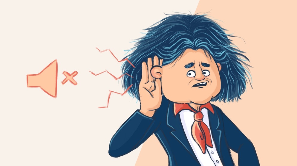 Illustration zu Beethoven: Beethoven war taub. Ab 1801 klagte er über sein zunehmend schlechtes Gehör. | Bild: BR / Annick Buhr