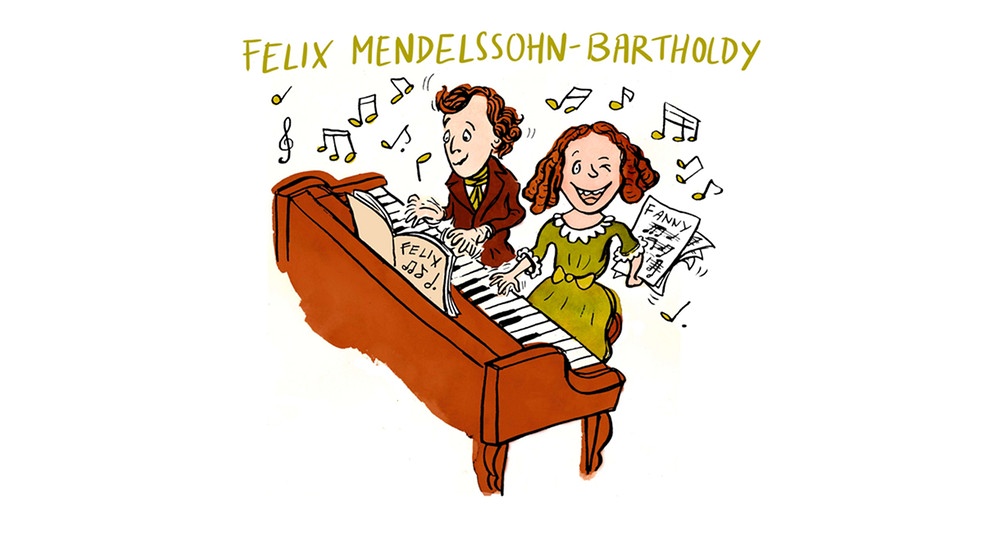 gezeichnetes Porträt des Komponisten Felix Mendelssohn Bartholdy mit seiner Schwester Fanny | Bild: BR | Teresa Habild