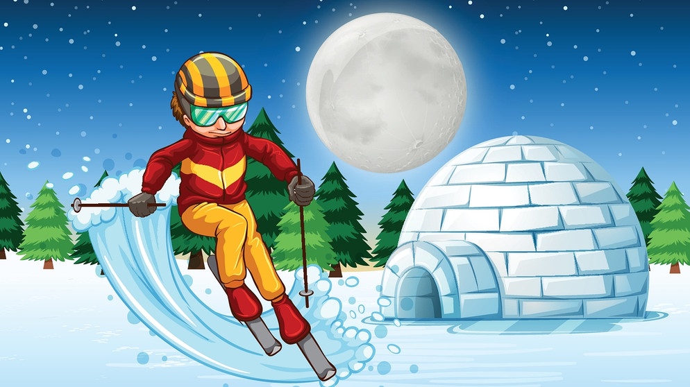 Illustration: Skifahren auf dem Mond | Bild: colourbox.com