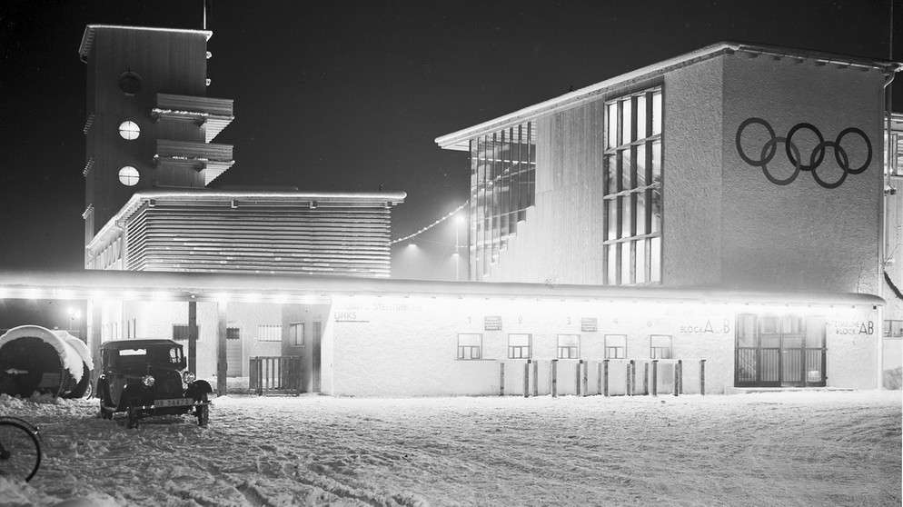 Das Olympia-Eisstadion von Garmisch-Partenkirchen zur Zeit der Olympischen Winterspiele von 1936. | Bild: Bayerische Staatsbibliothek München / Bildarchiv