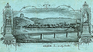 Postkarte Kelheim 1863 mit Maximilianbrücke | Bild: Stadtarchiv Kelheim