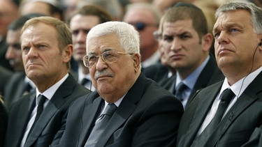 Palästinenserpräsident Abbas bei der Beisetzung von Shimon Peres  | Bild: picture-alliance/dpa