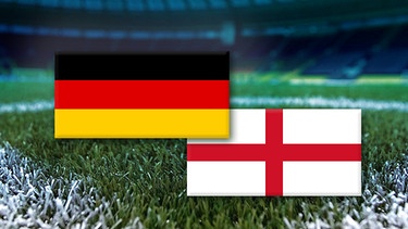 Flaggen Deutschland und England auf Stadion-Hintergrund | Bild: colourbox.com; Montage: BR