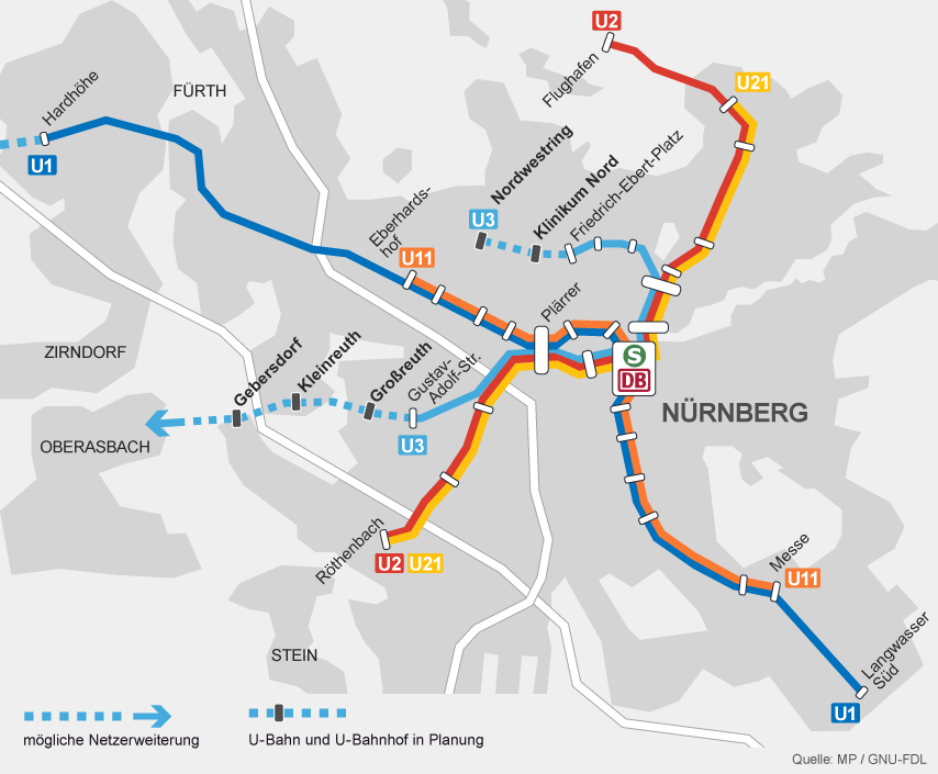 Karte: U-Bahn-Ausbau Nürnberg | Bild: BR