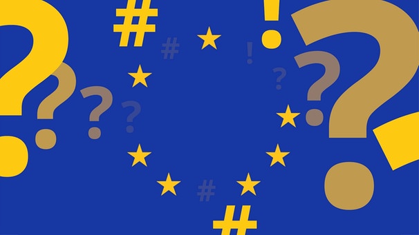 Grafik Europaflagge mit Sonderzeichen  | Bild: BR