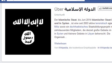 ISIS-Seite bei Facebook (Screenshot) | Bild: BR / Screenshot Facebook