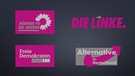 Bündnis 90 Die Grünen, die Linke, Freie Demokraten FDP, Alternative für Deutschland AFD in Magenta  | Bild: BR