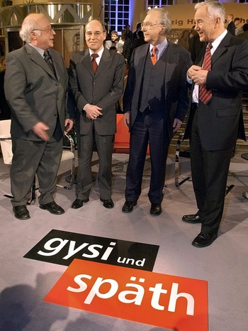 Lothar Späth mit Norbert Blüm, Gregor Gysi und Manfred Stolpe | Bild: pa/dpa-Bildfunk