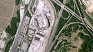 Luftbild vom Bau der Allianz Arena im Münchner Stadtteil Fröttmaning | Bild: Landesamt für Digitalisierung, Breitband und Vermessung