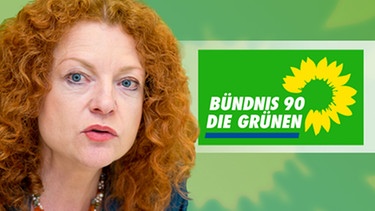 Montage: Margarete Bause vor Grünen-Logo | Bild: picture-alliance/dpa, Die Grünen, Montage: BR
