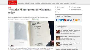 Screenshot: Berichterstattung zu Hitlers "Mein Kampf" auf "The Economist" | Bild: The Economist; Montage: BR