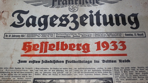Blick auf das Titelblatt der "Fränkischen Tageszeitung" aus dem Jahre 1933  | Bild: picture-alliance/dpa