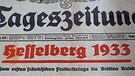 Blick auf das Titelblatt der "Fränkischen Tageszeitung" aus dem Jahre 1933  | Bild: picture-alliance/dpa